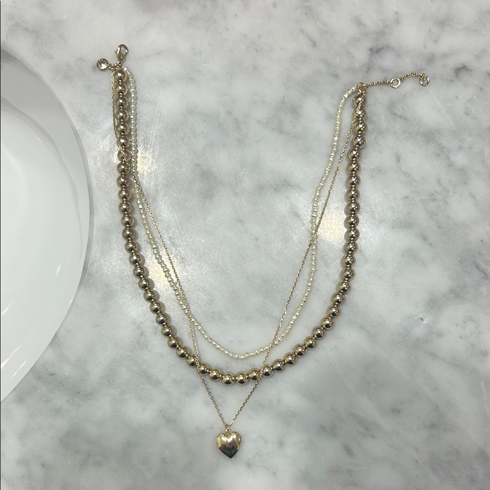 Sold out J. Crew Factory Gold Layered Heart Necklace